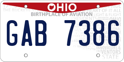 OH license plate GAB7386