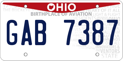 OH license plate GAB7387