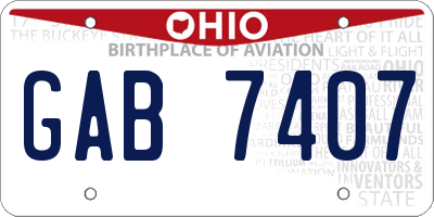 OH license plate GAB7407