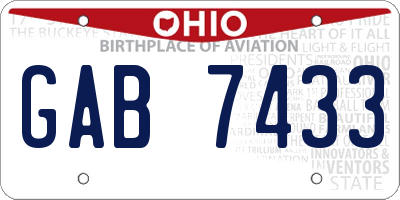 OH license plate GAB7433