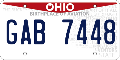 OH license plate GAB7448