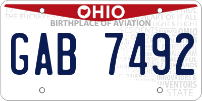 OH license plate GAB7492