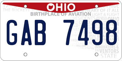 OH license plate GAB7498