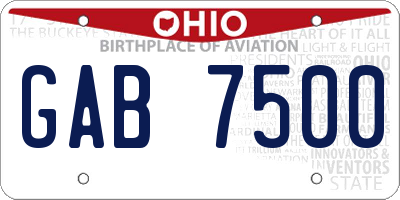 OH license plate GAB7500