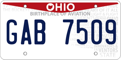 OH license plate GAB7509