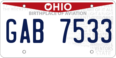 OH license plate GAB7533