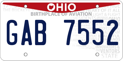 OH license plate GAB7552
