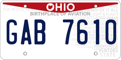 OH license plate GAB7610