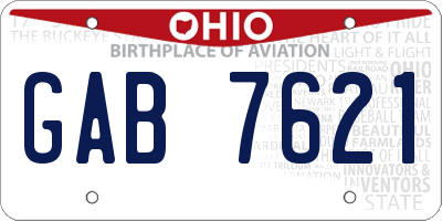 OH license plate GAB7621
