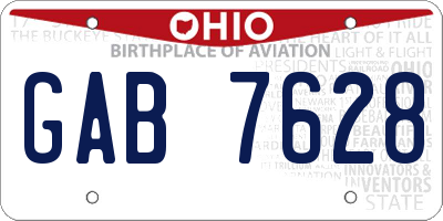 OH license plate GAB7628