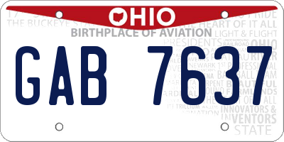 OH license plate GAB7637