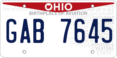 OH license plate GAB7645