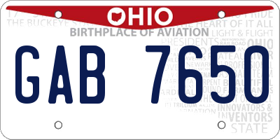 OH license plate GAB7650