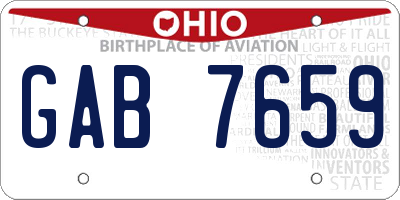 OH license plate GAB7659