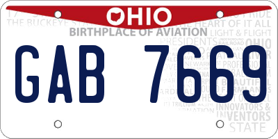 OH license plate GAB7669