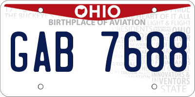 OH license plate GAB7688