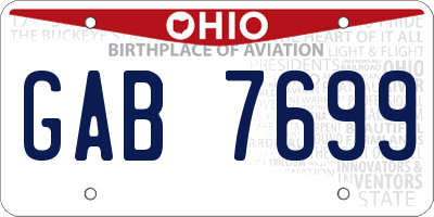 OH license plate GAB7699
