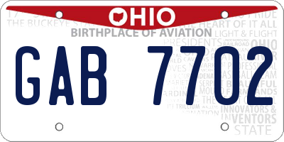 OH license plate GAB7702
