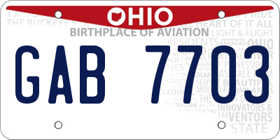 OH license plate GAB7703
