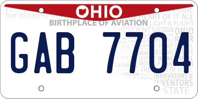 OH license plate GAB7704
