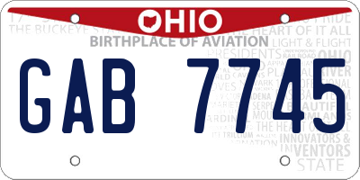 OH license plate GAB7745