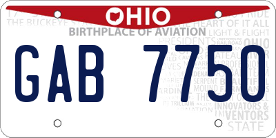 OH license plate GAB7750