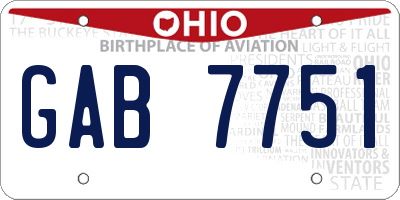 OH license plate GAB7751