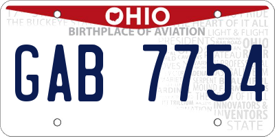 OH license plate GAB7754