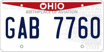 OH license plate GAB7760