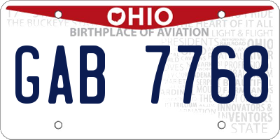 OH license plate GAB7768