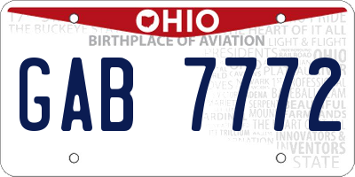 OH license plate GAB7772