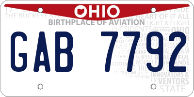 OH license plate GAB7792