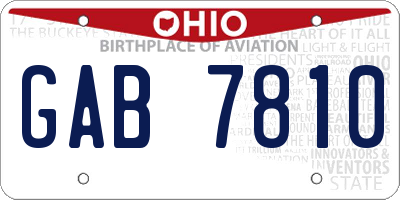 OH license plate GAB7810