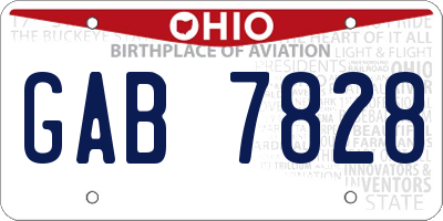 OH license plate GAB7828