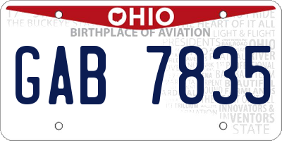 OH license plate GAB7835