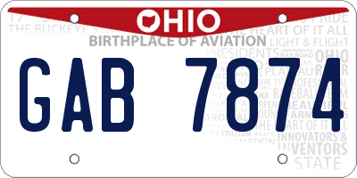 OH license plate GAB7874