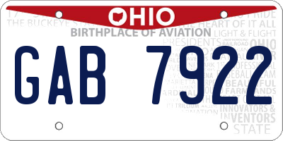OH license plate GAB7922