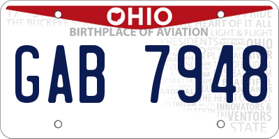 OH license plate GAB7948