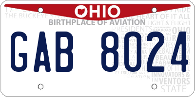 OH license plate GAB8024