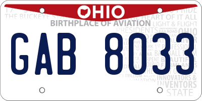 OH license plate GAB8033