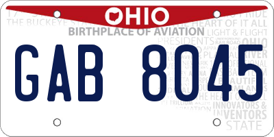 OH license plate GAB8045