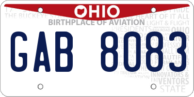 OH license plate GAB8083