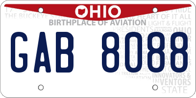 OH license plate GAB8088