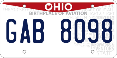 OH license plate GAB8098