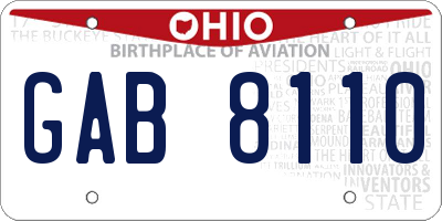 OH license plate GAB8110