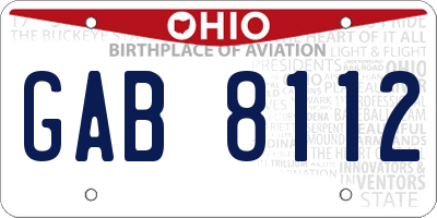OH license plate GAB8112