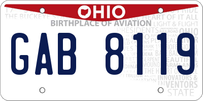 OH license plate GAB8119