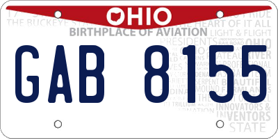 OH license plate GAB8155