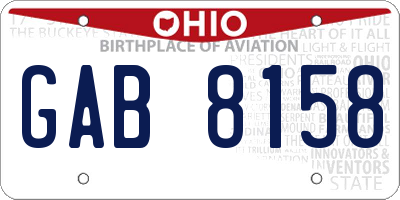 OH license plate GAB8158