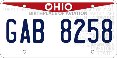 OH license plate GAB8258